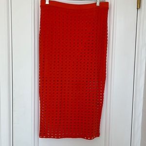 T by Alexander Wang circular Hole Mesh MIDI Pencil skirt